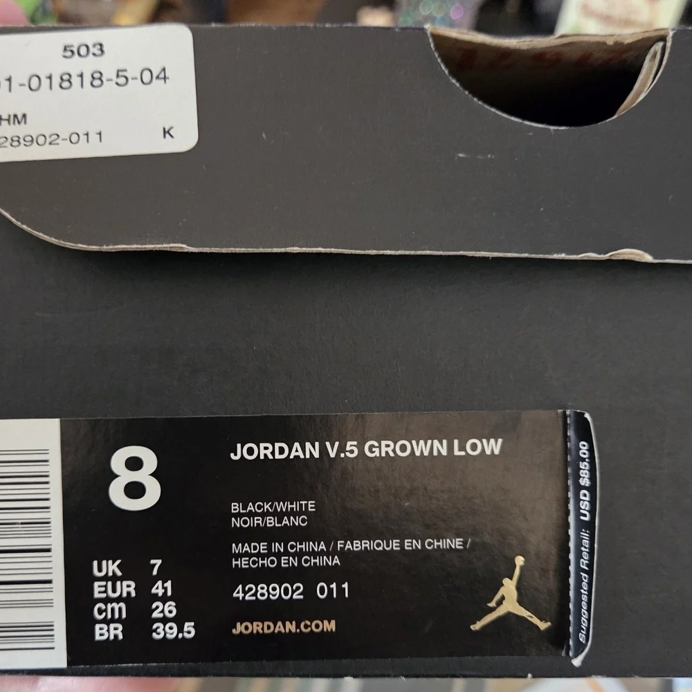 Air Jordan V.5 Grown Low Black/White